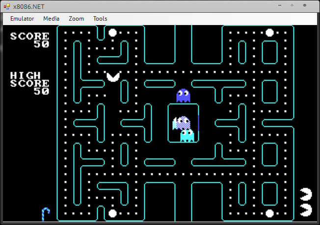 x8086NetEmu running PacMan under Linux